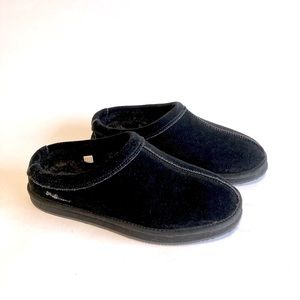 Men’s My Slippers Black Genuine Leather Faux Fur Lining Slippers size 7